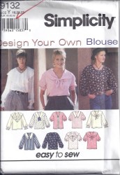 9132 DESIGN YR 9 SS-LS BLOUSES COLLAR OR NOT PATTERN 6-10